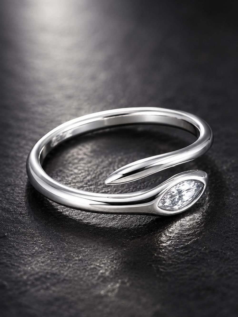 Silver Wrap Ring with Marquise Clear Stone
